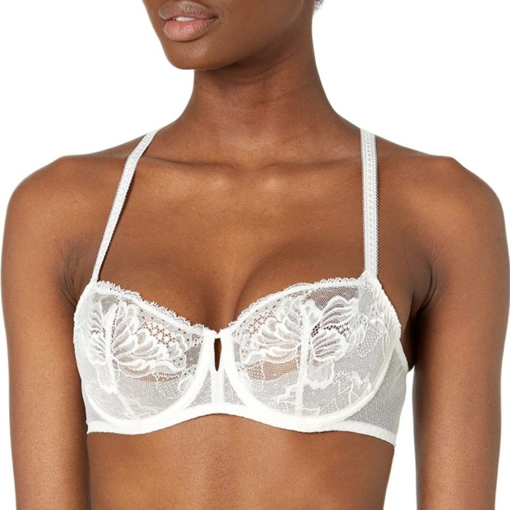 Simone Perele Paris Half Cup Bra 38B Promesse Demi Cup Natural Cream Unpadded - Picture 3 of 12
